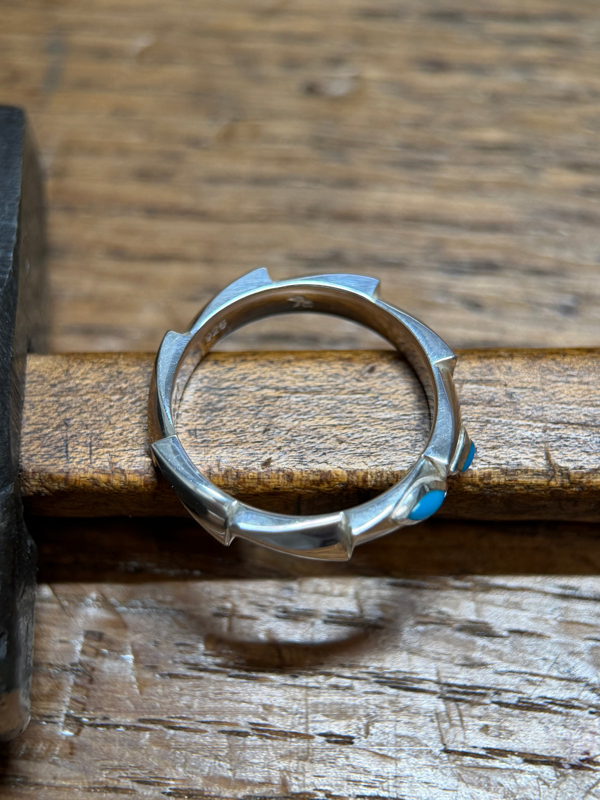 Hand-Carved Turquoise Sterling Silver Ring