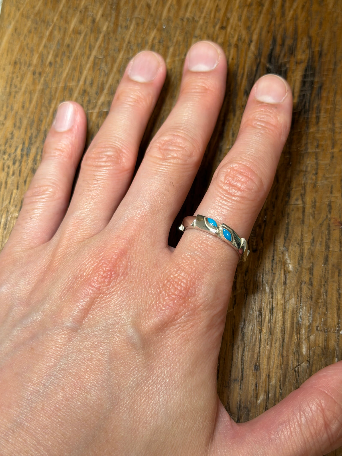 Hand-Carved Turquoise Sterling Silver Ring