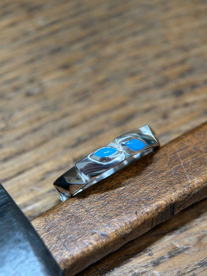 Hand-Carved Turquoise Sterling Silver Ring