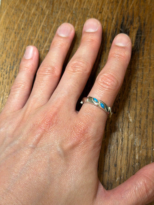 Hand-Carved Turquoise Sterling Silver Ring