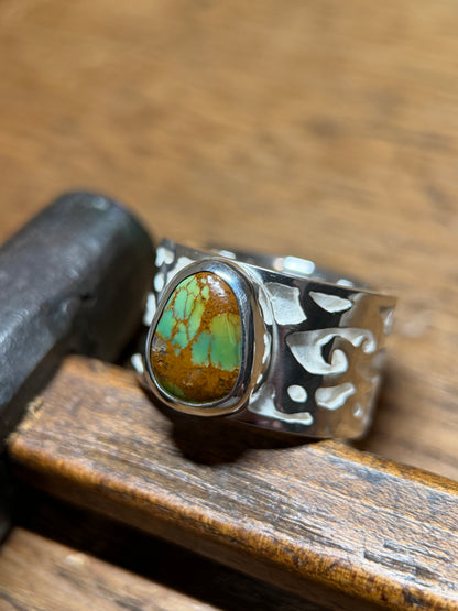 Kingman Manassa Turquoise Sterling Silver Overlay Wide Ring