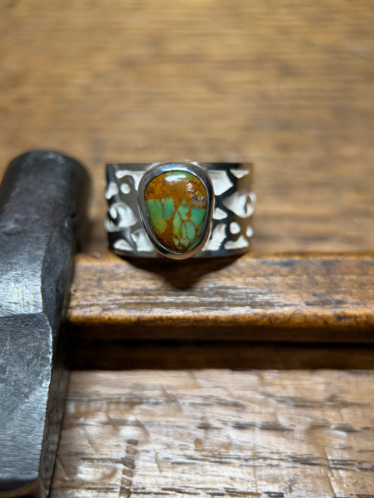 Kingman Manassa Turquoise Sterling Silver Overlay Wide Ring