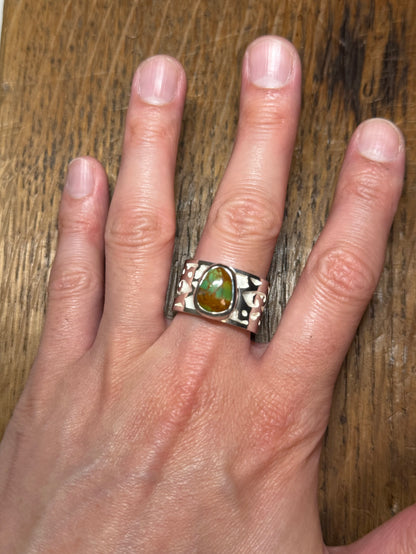 Kingman Manassa Turquoise Sterling Silver Overlay Wide Ring