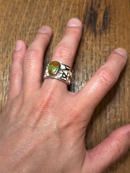 Kingman Manassa Turquoise Sterling Silver Overlay Wide Ring
