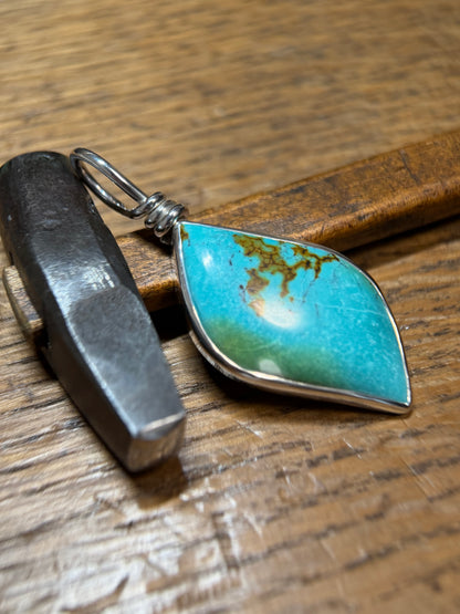 Large Turquoise Sterling Silver Pendant