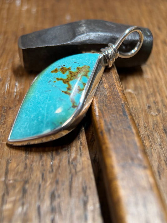 Large Turquoise Sterling Silver Pendant