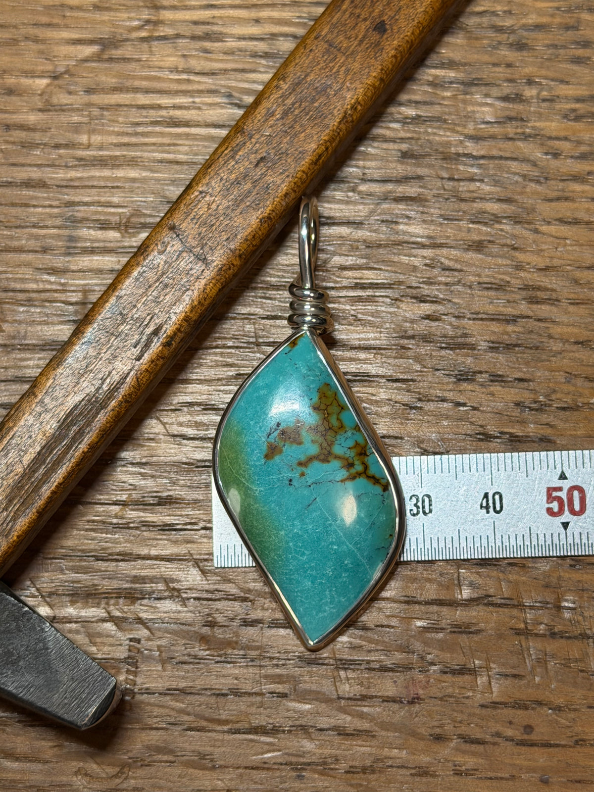 Large Turquoise Sterling Silver Pendant